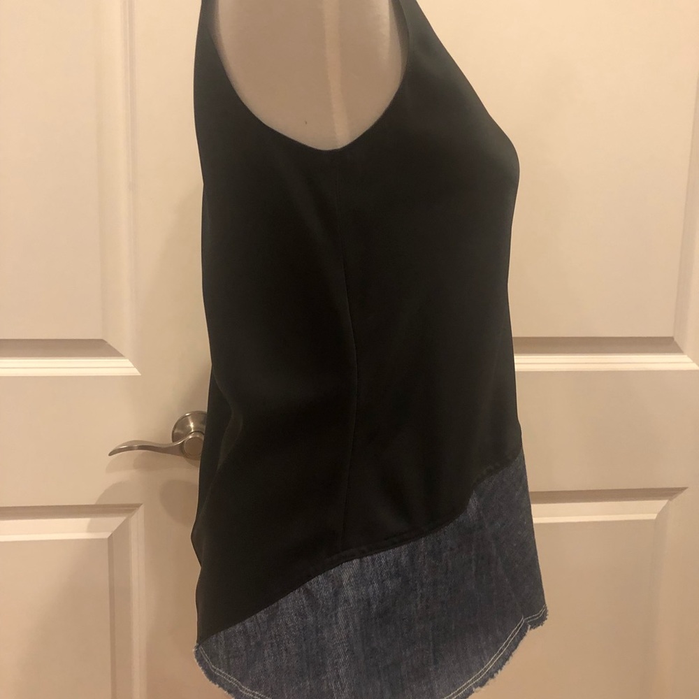 HELMUT LANG silk and denim peplum top - Picture 4 of 6